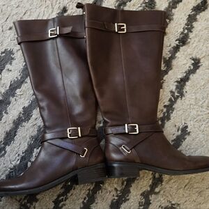 Elegant Brown Leather Knee-High Boots